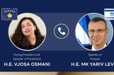 Osmani zhvilloi bisedë telefonike me kryetarin e Kuvendit të Izraelit