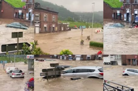 Pamje nga të reshurat në Belgjikë, veturat barten nga uji