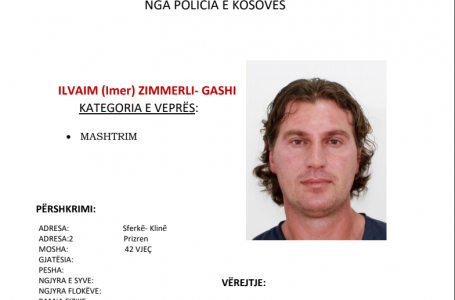 Nëse e shihni këtë person, lajmërojeni menjëherë Policinë e Kosovës