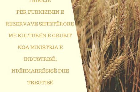 Ministria e Bujqësisë fton fermerët për furnizimin e rezervave shtetërore