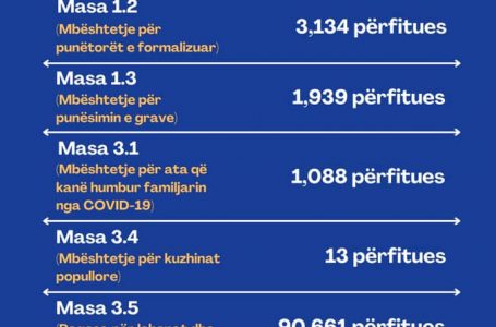 Të dhënat e fundit nga Pakoja e Ringjalljes Ekonomike