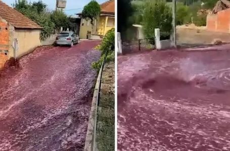 E pazakontë, qyteti përmbytet nga vera e kuqe