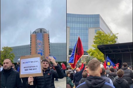 Shqiptarët protestojnë në Bruksel, kërkojnë sanksionimin e Serbisë dhe proces të drejtë të dialogut