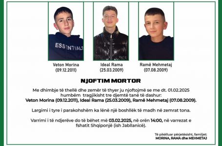 Varrosja e tre të rinjve që vdiqën tragjikisht në Jabllanicë të Gjakovës bëhet nesër
